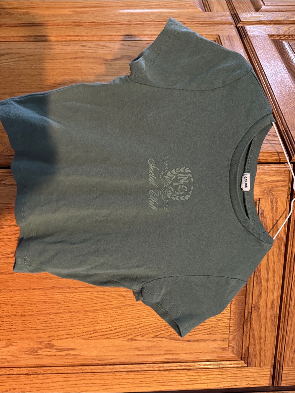 Garage Green Short Sleeve Tee with Subtle Crest